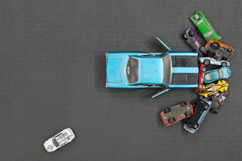 An assortment of toy cars.